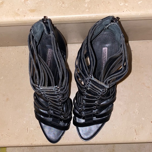 BCBGeneration Black Leather Zipper High Rise Heels - Picture 6 of 9